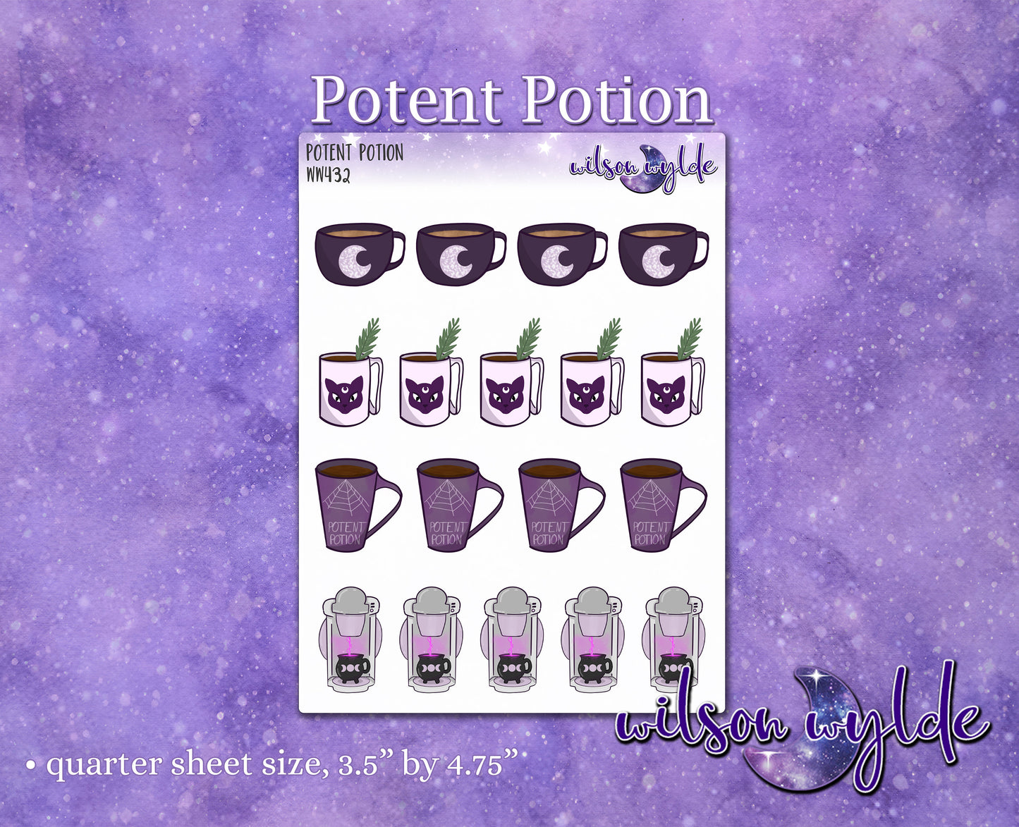 Potent Potion coffee cups planner stickers, WW432