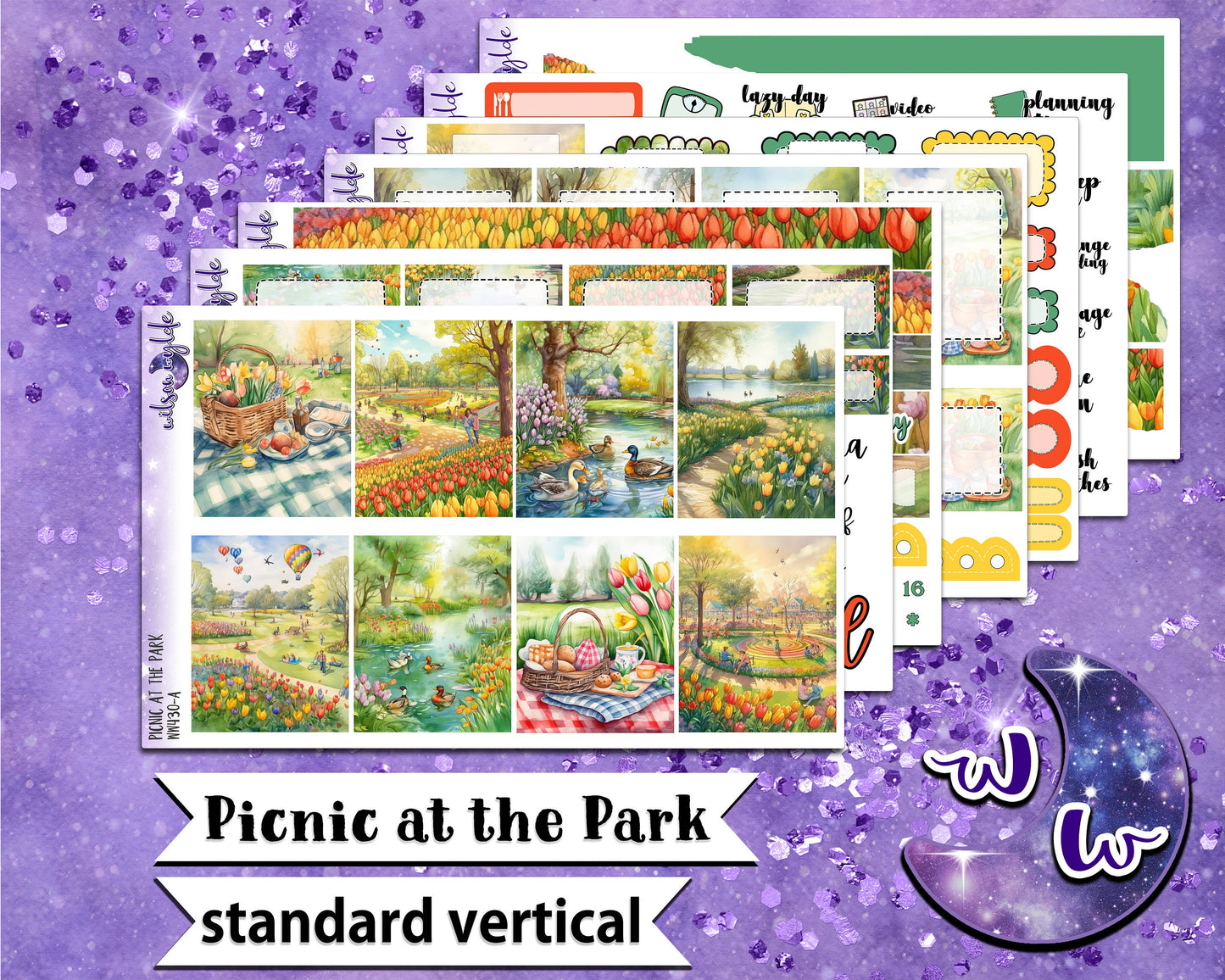 Picnic at the Park full weekly sticker kit, STANDARD VERTICAL format, a la carte and bundle options. WW430