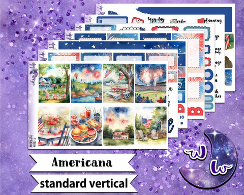 Americana full weekly sticker kit, STANDARD VERTICAL format, a la carte and bundle options. WW481