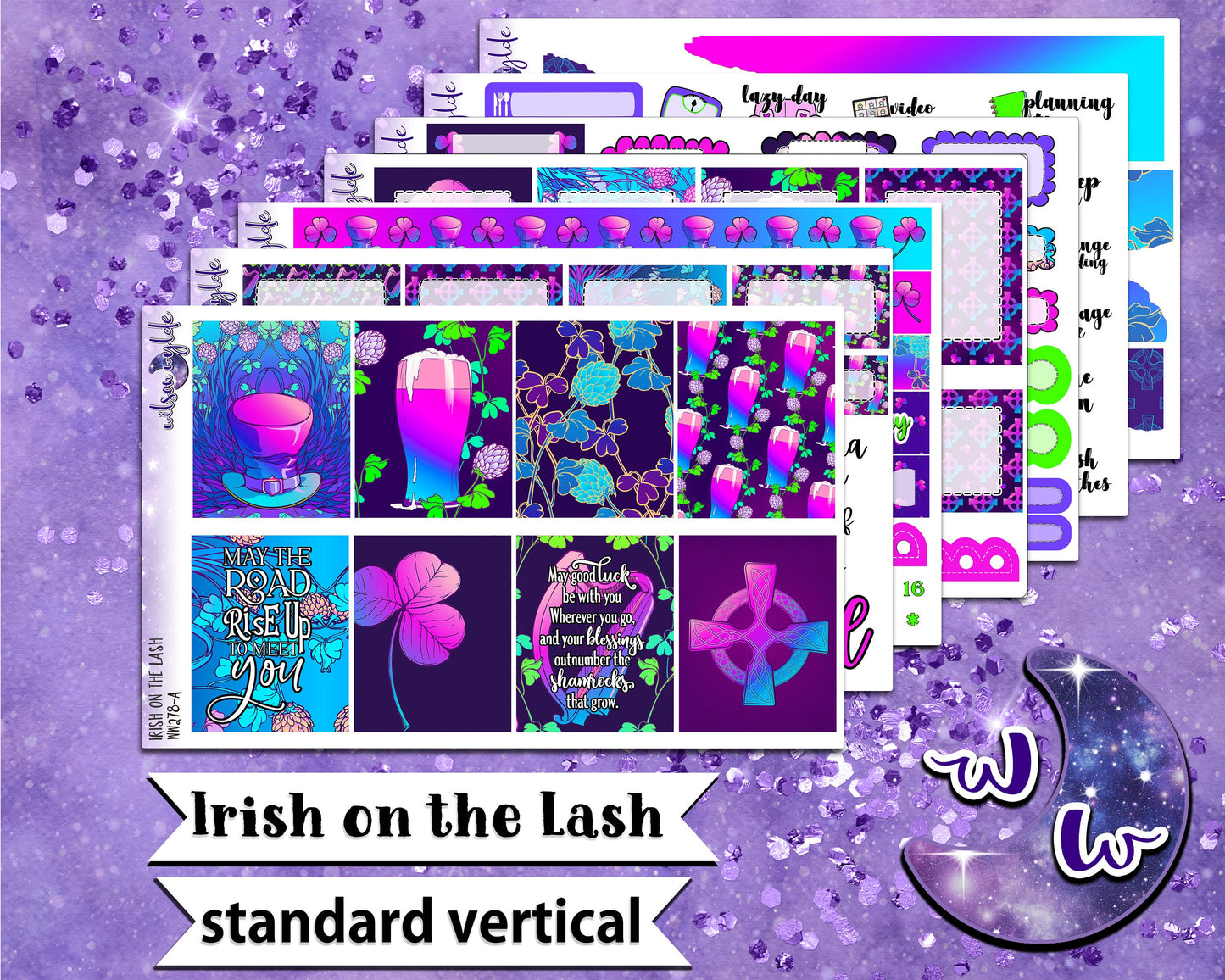 Irish on the Lash full weekly sticker kit, STANDARD VERTICAL format, a la carte and bundle options. WW278