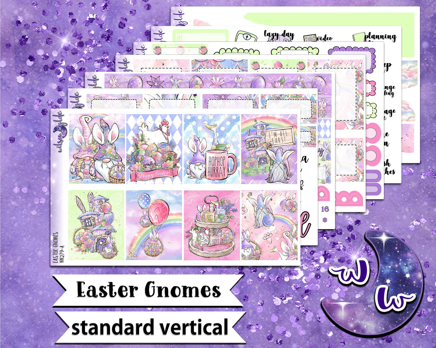 Easter Gnomes full weekly sticker kit, STANDARD VERTICAL format, a la carte and bundle options. WW279