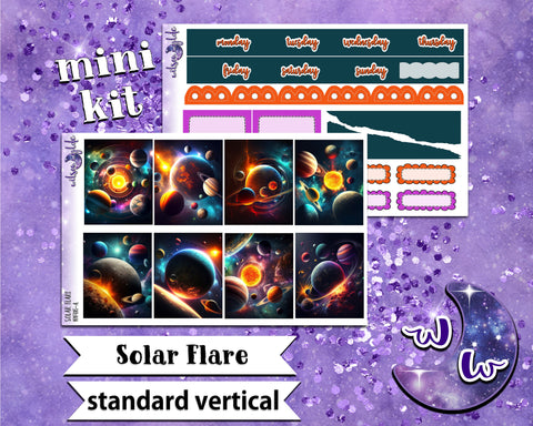 Solar Flare mini weekly sticker kit, STANDARD VERTICAL format, a la carte and bundle options. WW416