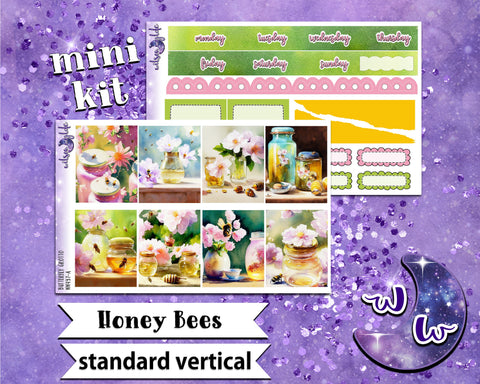 Honey Bees mini weekly sticker kit, STANDARD VERTICAL format, a la carte and bundle options. WW438