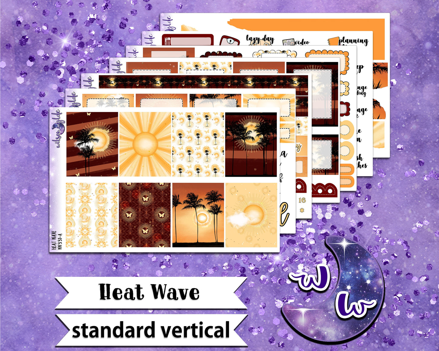 Heat Wave full weekly sticker kit, STANDARD VERTICAL format, a la carte and bundle options. WW331
