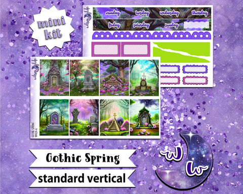 Gothic Spring mini weekly sticker kit, STANDARD VERTICAL format, a la carte and bundle options. WW424