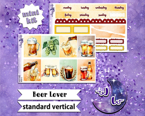 Beer Lover mini weekly sticker kit, STANDARD VERTICAL format, a la carte and bundle options. WW511