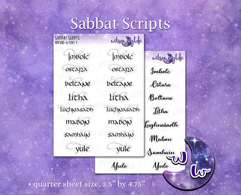 Sabbat Scripts planner stickers, WW318