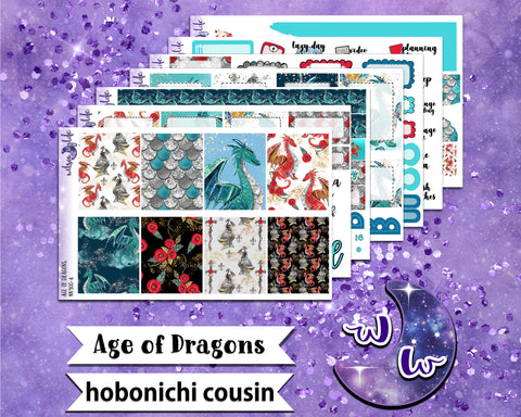 Age of Dragons full weekly sticker kit, HOBONICHI COUSIN format, a la carte and bundle options. WW300
