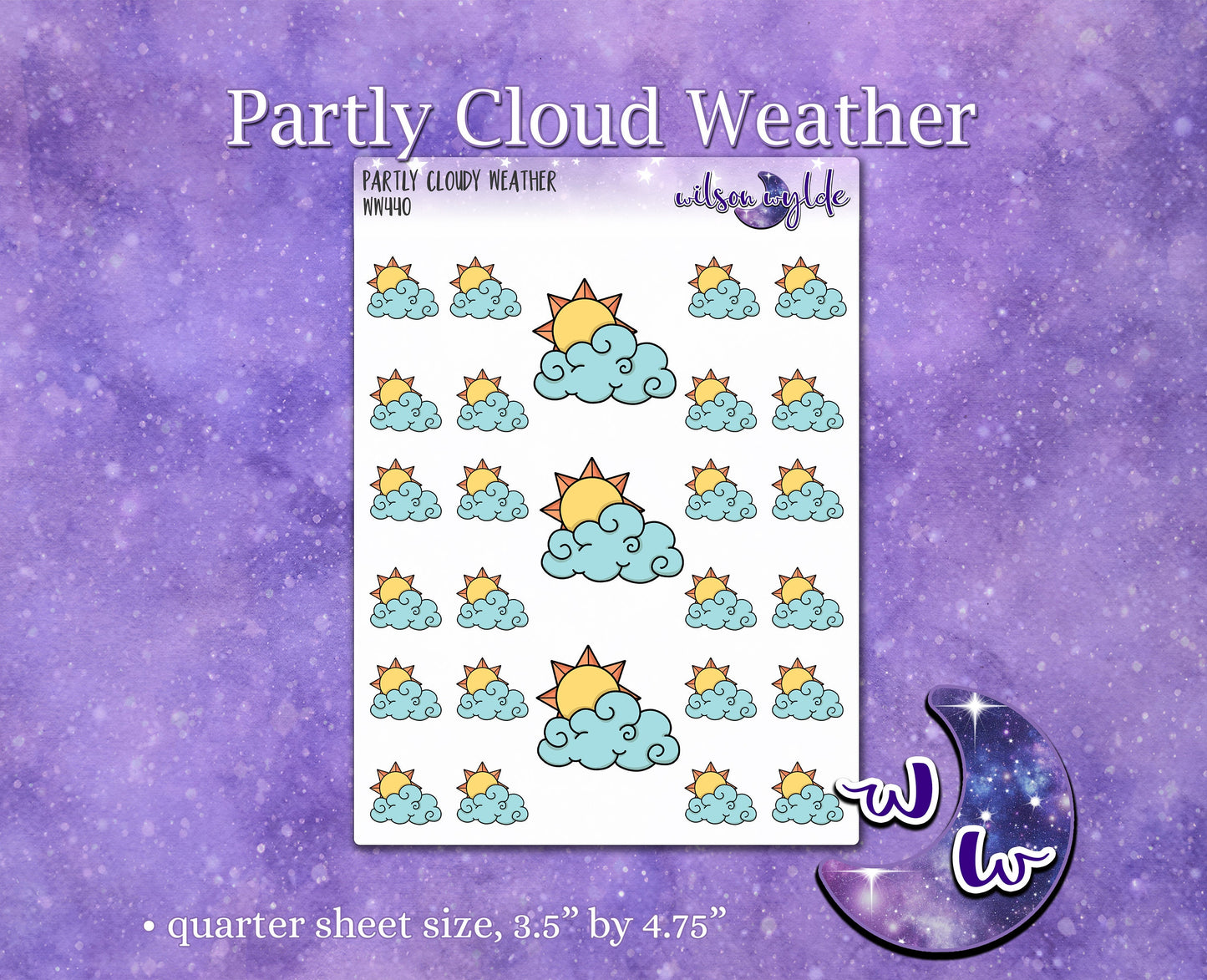 Partly Cloudy Weather planner stickers, WW440
