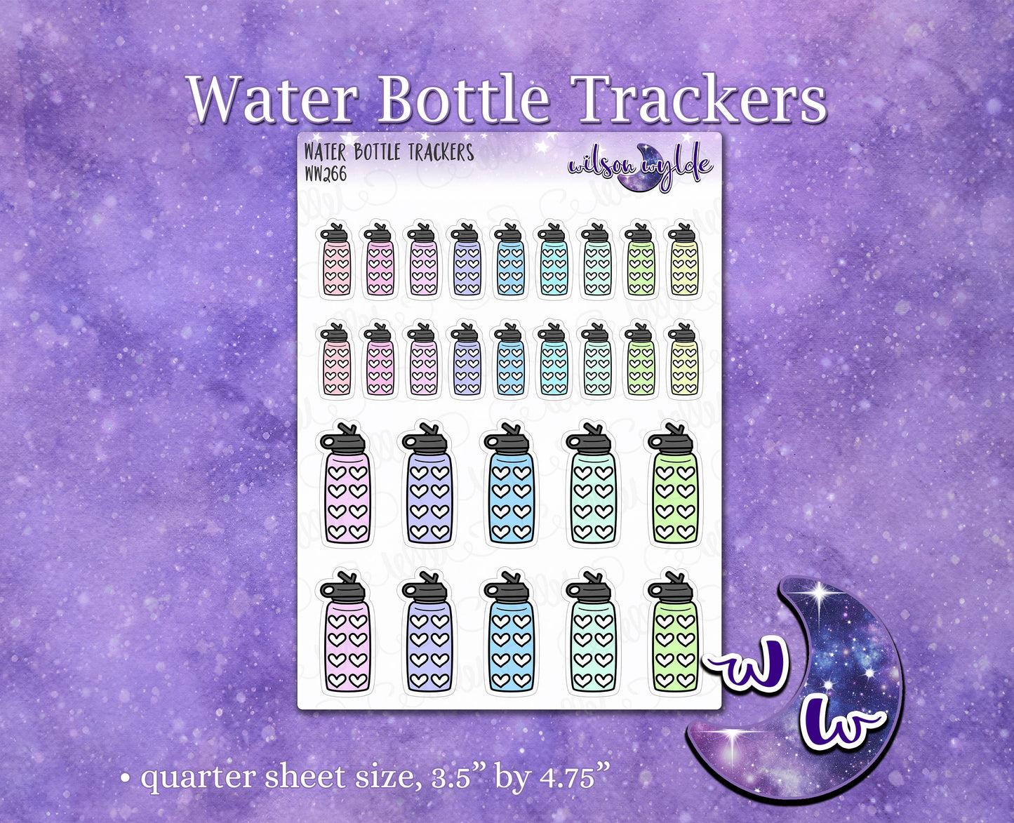 Water Bottle Trackers hydration planner stickers, WW246