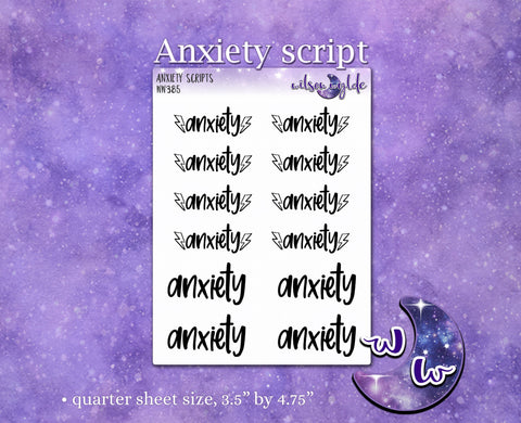 Anxiety Scripts planner stickers, WW385