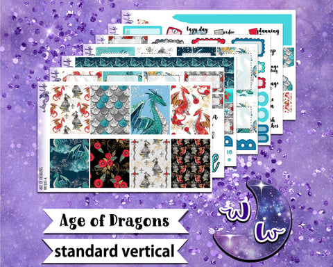 Age of Dragons full weekly sticker kit, STANDARD VERTICAL  format, a la carte and bundle options. WW300