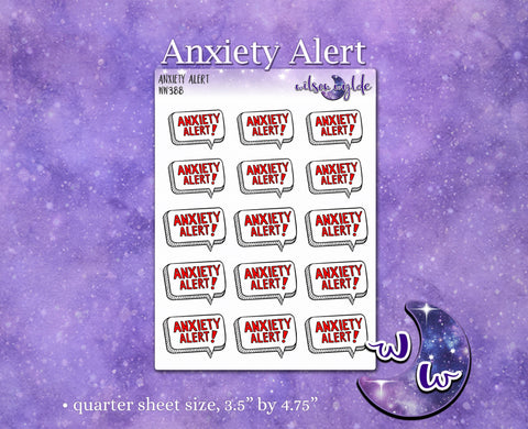 Anxiety Alert planner stickers, WW388