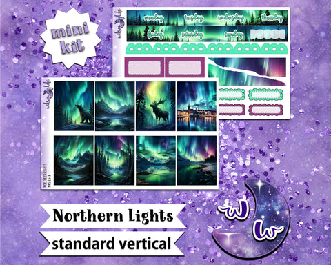 Northern Lights mini weekly sticker kit, STANDARD VERTICAL format, a la carte and bundle options. WW532