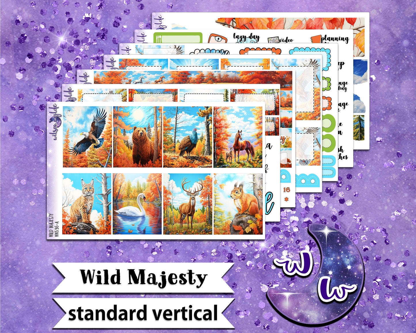 Wild Majesty full weekly sticker kit, STANDARD VERTICAL format, a la carte and bundle options. WW536