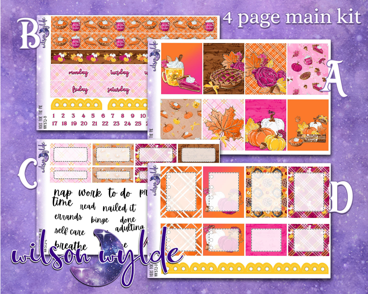 OVERSTOCK Here for the Pie full weekly sticker kit, STANDARD VERTICAL format, WW372