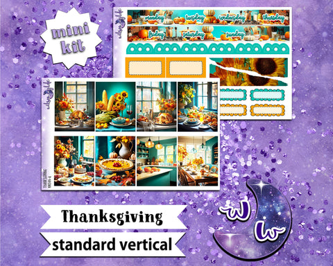 Thanksgiving mini weekly sticker kit, STANDARD VERTICAL format, a la carte and bundle options. WW544
