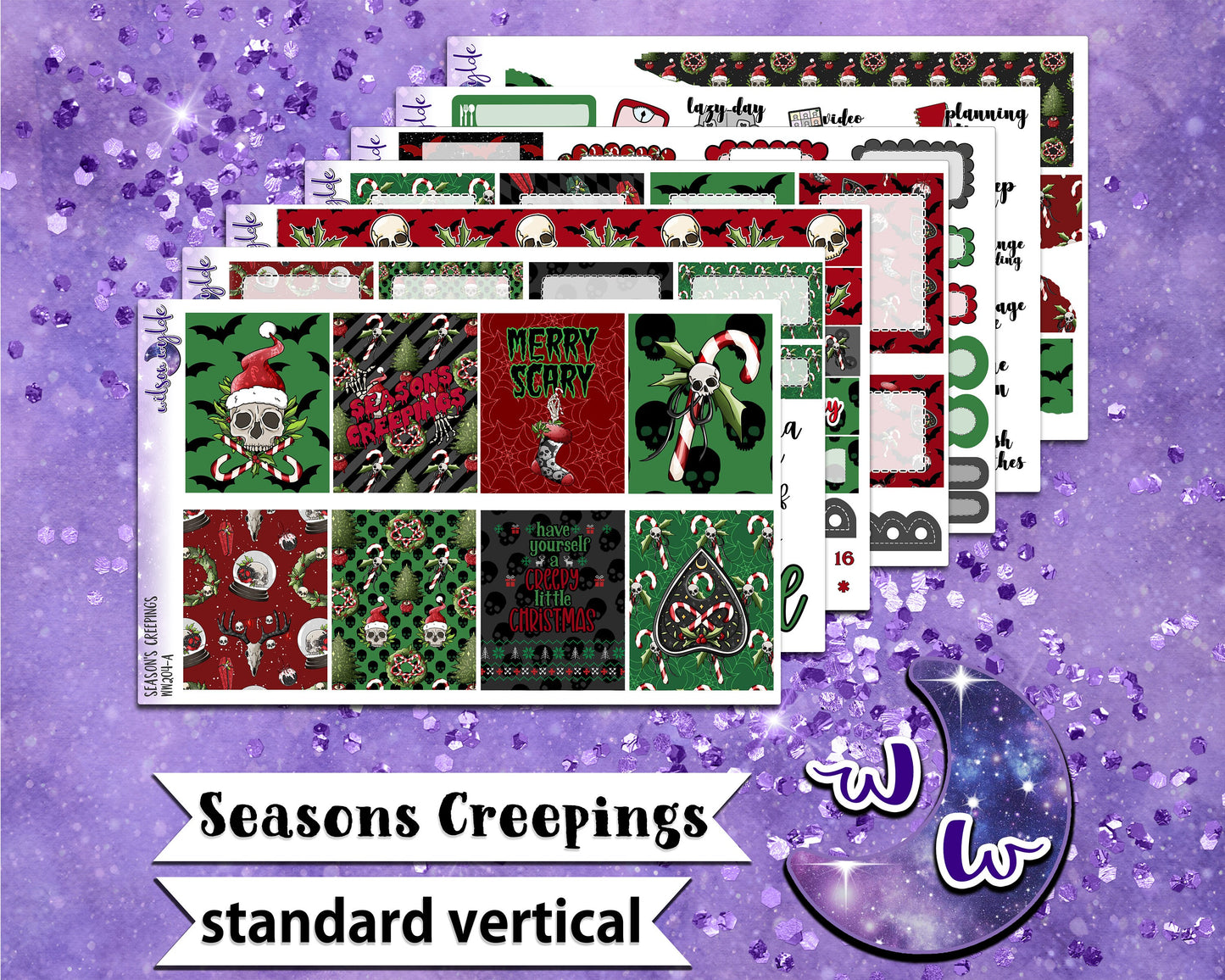 Season's Creepings full weekly sticker kit, STANDARD VERTICAL format, a la carte and bundle options. WW204