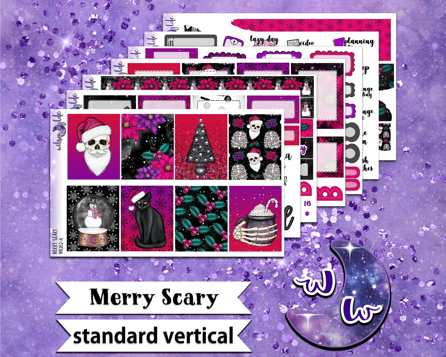 OVERSTOCK Merry Scary full weekly sticker kit, STANDARD VERTICAL format, WW262