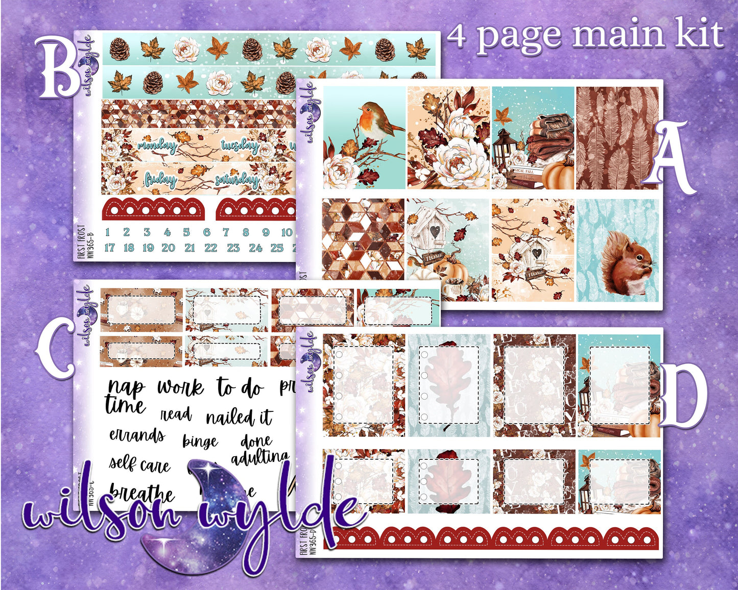 First Frost full weekly sticker kit, STANDARD VERTICAL format, a la carte and bundle options. WW365