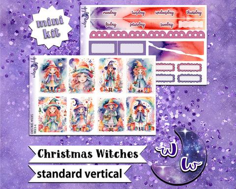 Christmas Witches mini weekly sticker kit, STANDARD VERTICAL format, a la carte and bundle options. WW563