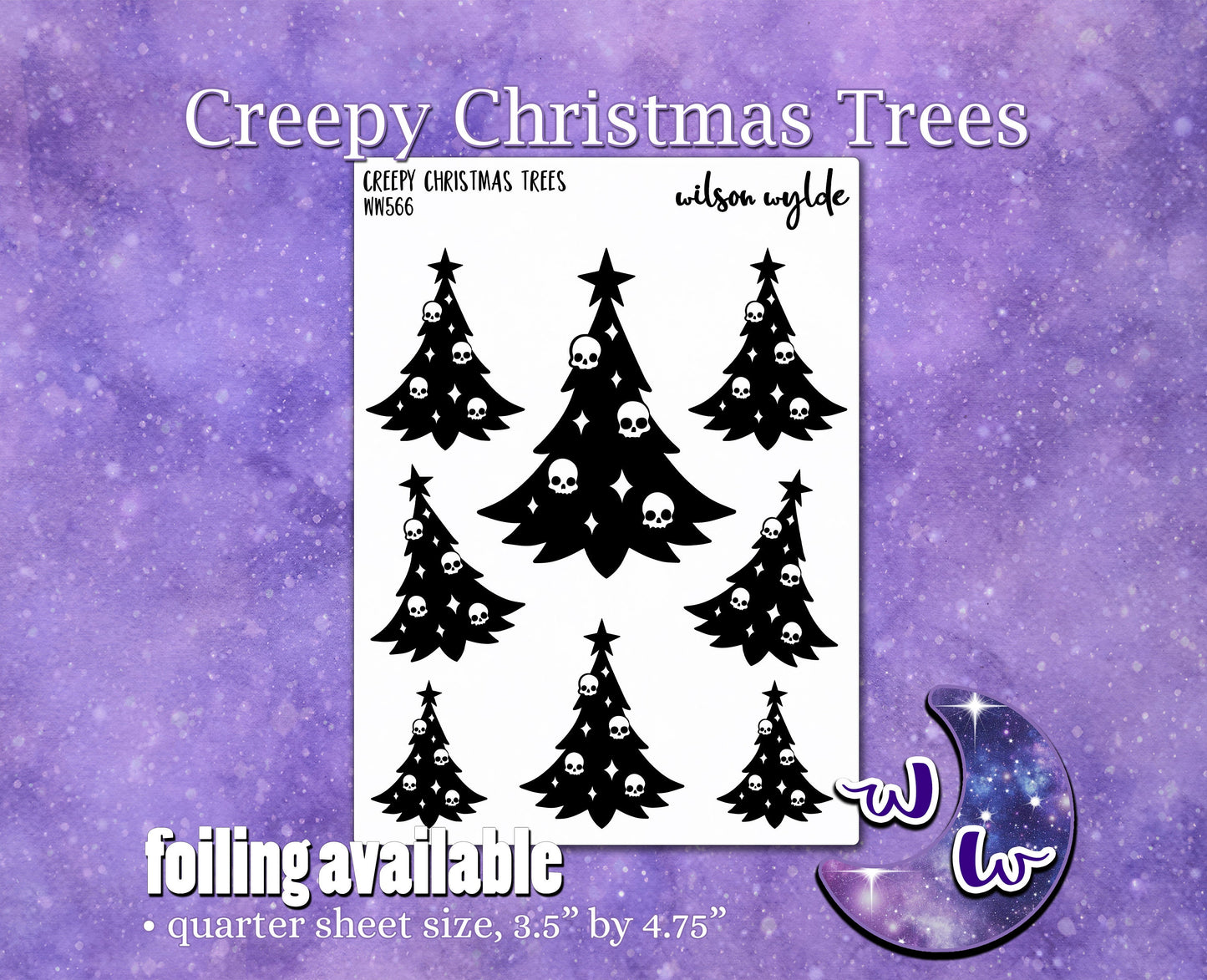 Creepy Christmas Trees planner stickers, WW566