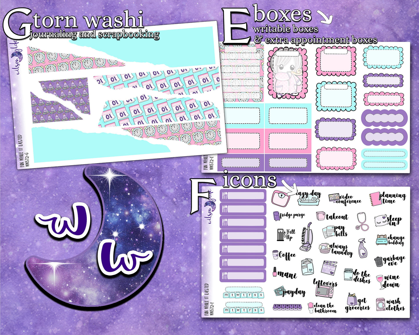 OVERSTOCK Fun While it Lasted full weekly sticker kit, STANDARD VERTICAL format, WW572