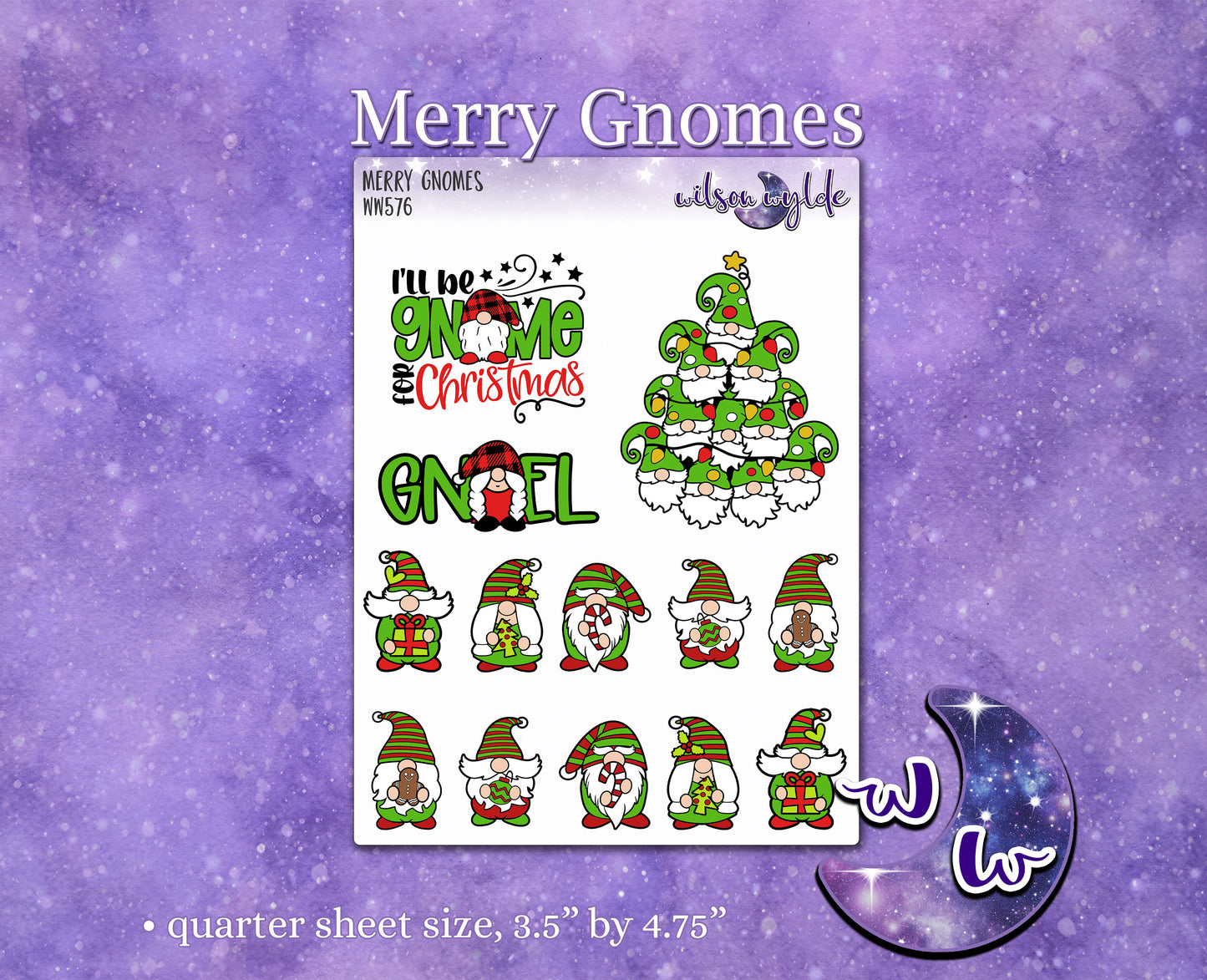 Merry Gnomes deco planner stickers, WW576