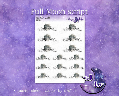 Full Moon Script planner stickers, WW178