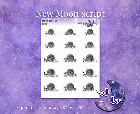 New Moon Script planner stickers, WW223