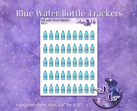 Blue Water Bottle Trackers deco planner stickers, WW579