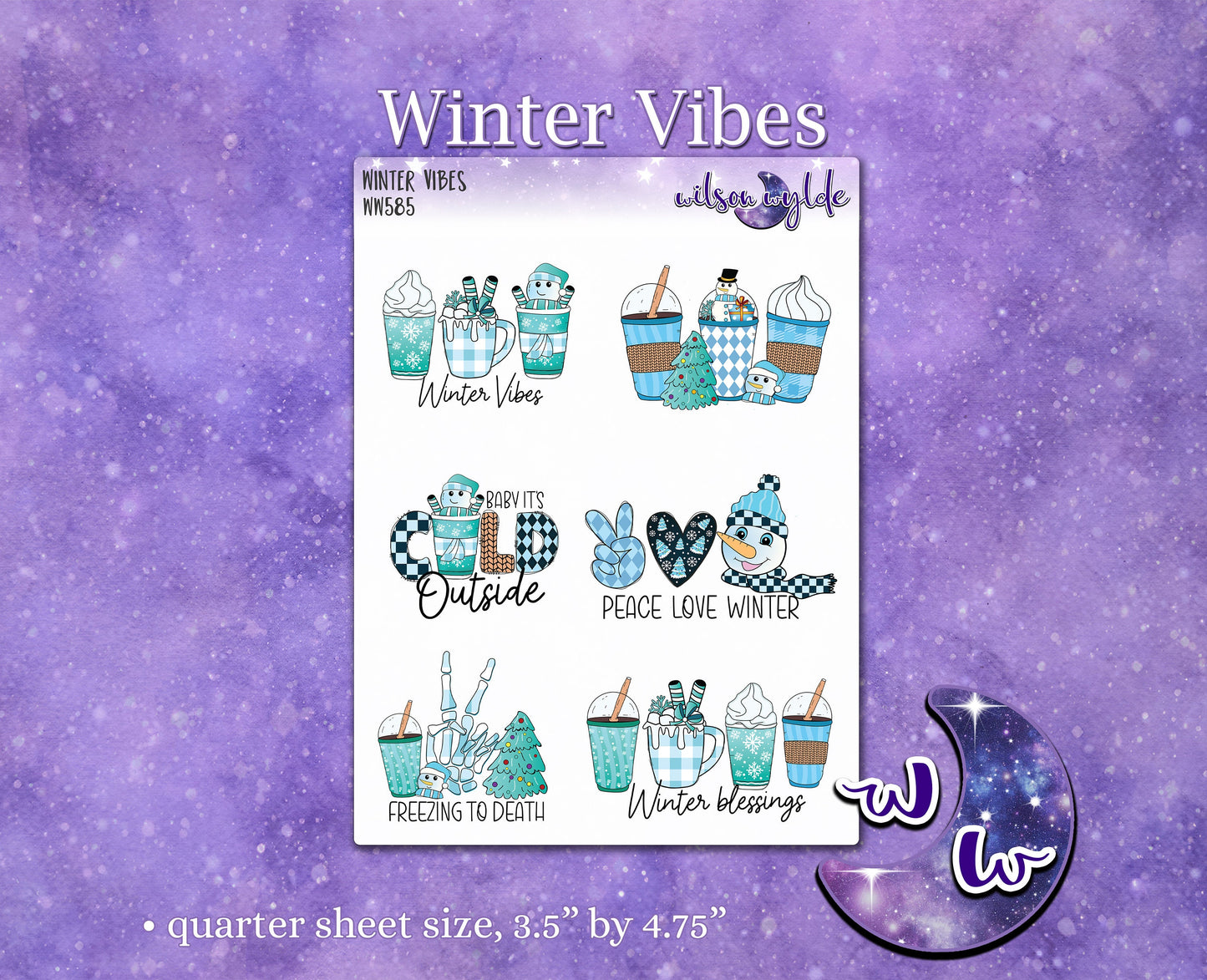 Winter Vibes deco planner stickers, WW585
