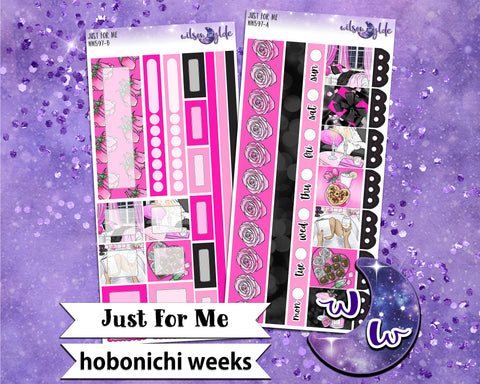 Just For Me weekly sticker kit, HOBONICHI WEEKS format, a la carte and bundle options. WW597