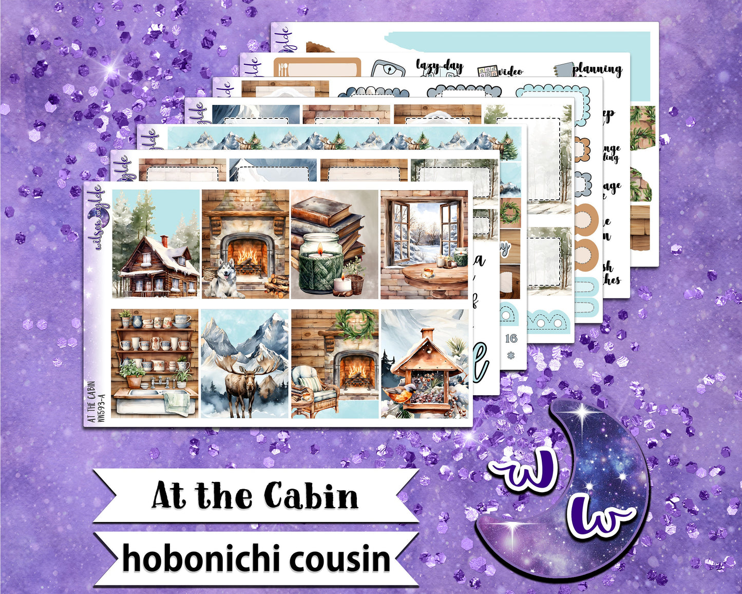 At the Cabin weekly sticker kit, HOBONICHI COUSIN format, a la carte and bundle options. WW593
