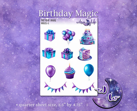 Birthday Magic deco planner stickers, WW605