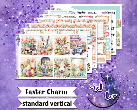 Easter Charm full weekly sticker kit, STANDARD VERTICAL format, a la carte and bundle options. WW612