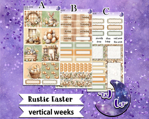 Rustic Easter weekly sticker kit, VERTICAL WEEKS format, Print Pression weeks, a la carte and bundle options. WW613
