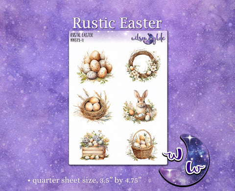 Rustic Easter deco planner stickers, WW613