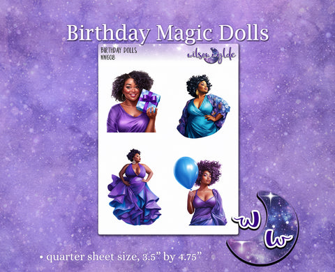 Birthday Magic Dolls deco planner stickers, WW608