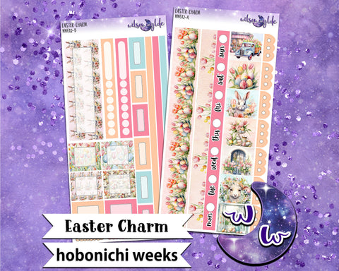 Easter Charm weekly sticker kit, HOBONICHI WEEKS format, a la carte and bundle options. WW612