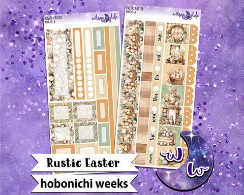 Rustic Easter weekly sticker kit, HOBONICHI WEEKS format, a la carte and bundle options. WW613