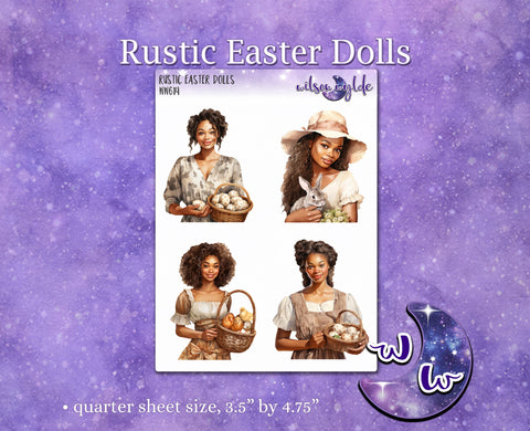 Rustic Easter Dolls deco planner stickers, WW614