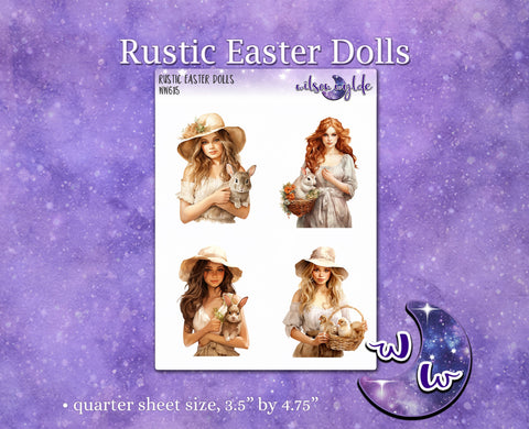 Rustic Easter Dolls deco planner stickers, WW615