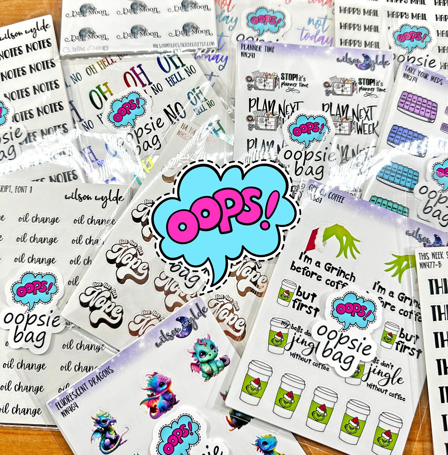 Oopsie! Oops Misfit Mystery Grab Bag of Planner Stickers