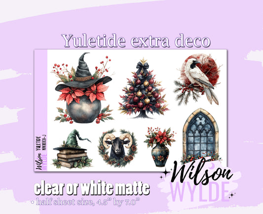 Yuletide extra deco planner stickers, Matte or frosted clear. WW1001