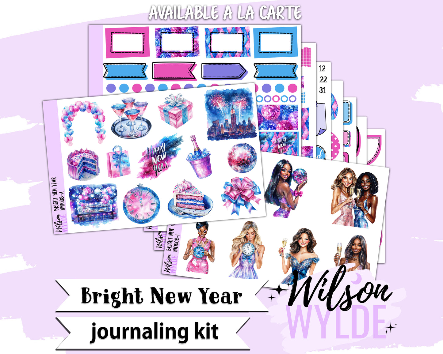 Bright New Year journaling sticker kit, a la carte and bundle options. WW1008