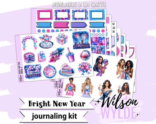 Bright New Year journaling sticker kit, a la carte and bundle options. WW1008