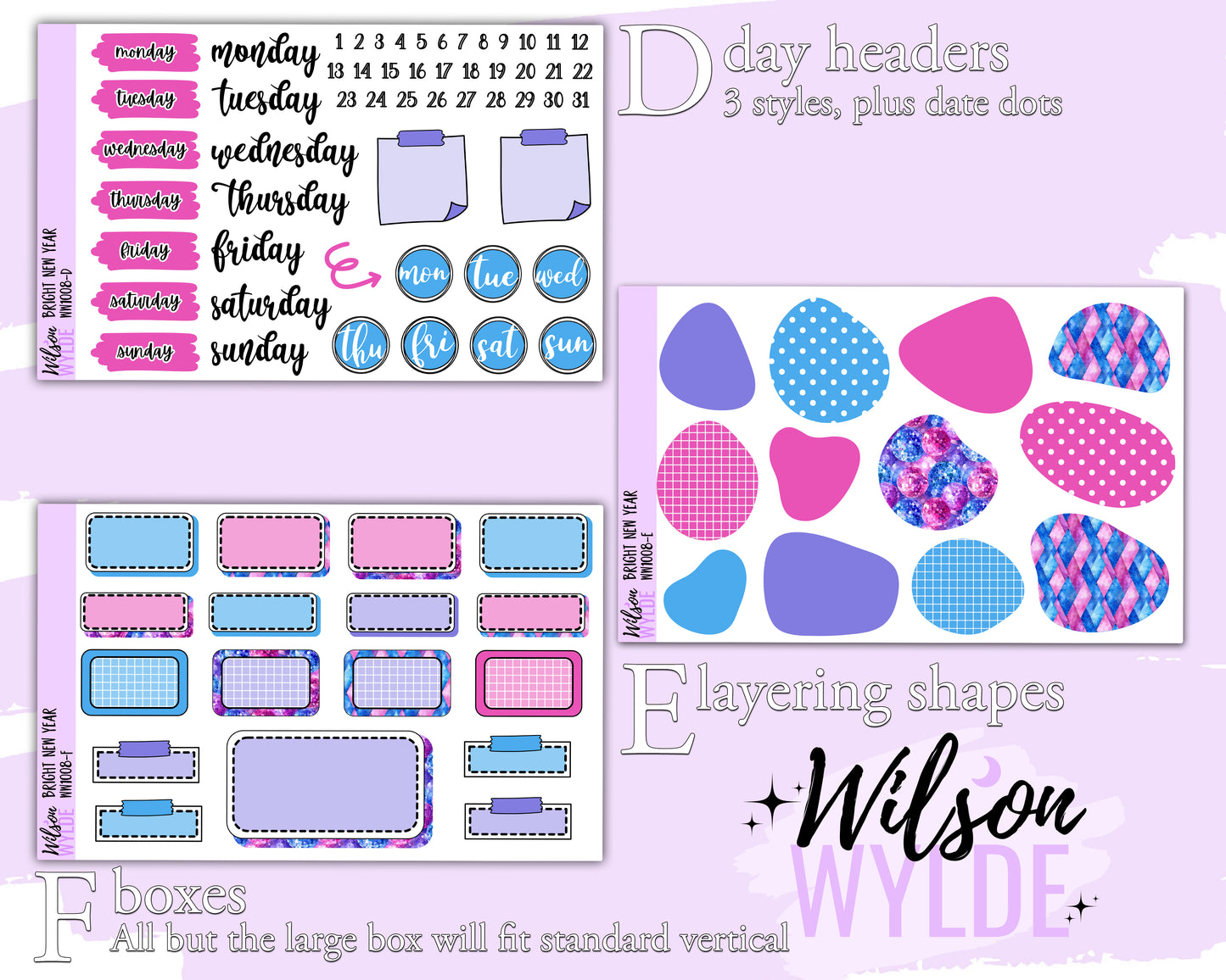 Bright New Year journaling sticker kit, a la carte and bundle options. WW1008