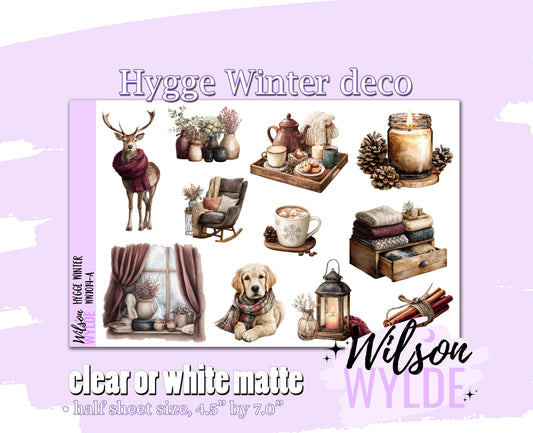 Hygge Winter deco planner stickers, Matte or frosted clear. WW1014
