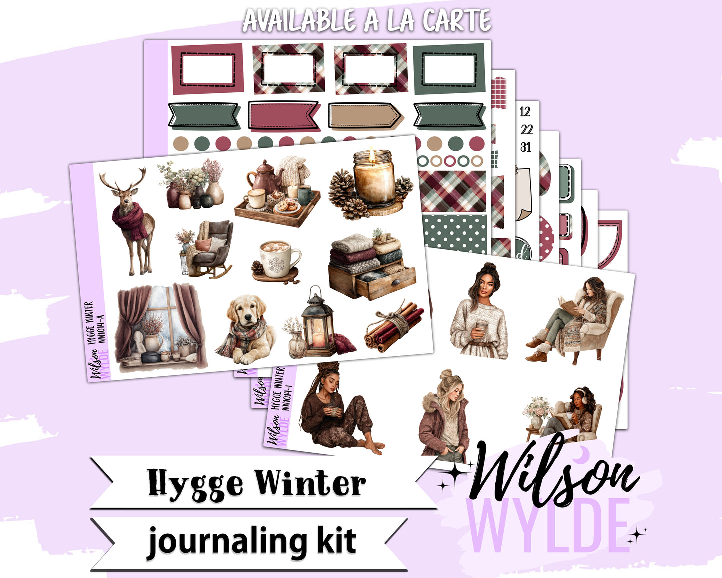 Hygge Winter journaling sticker kit, a la carte and bundle options. WW1014